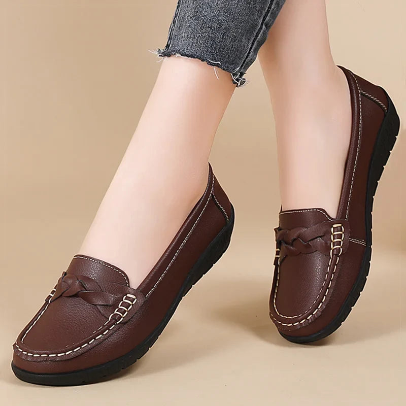 Mocassins femme driving à bride tressée et bout moc 2