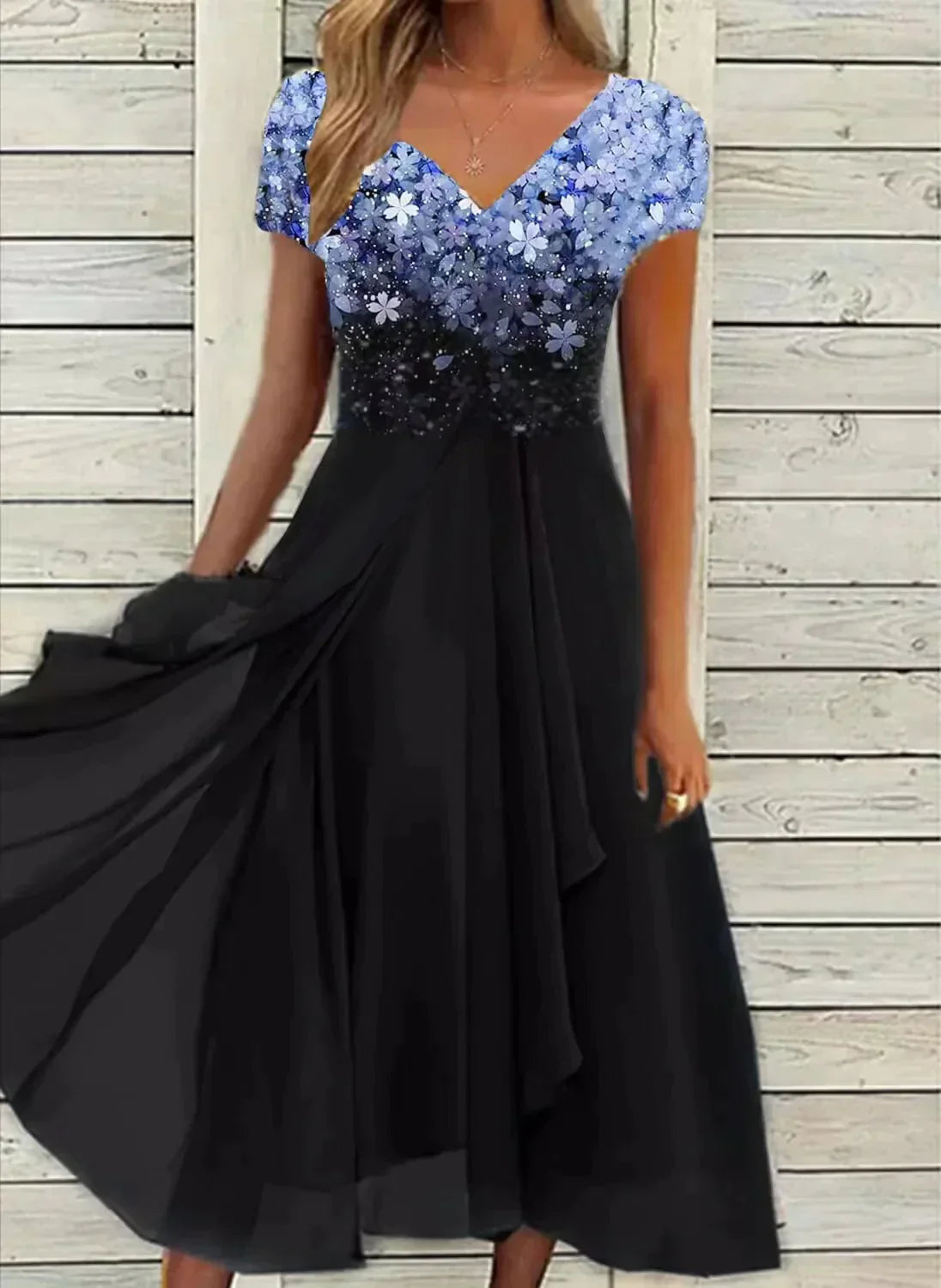 Maëlle – Robe midi moderne à imprimé floral femme