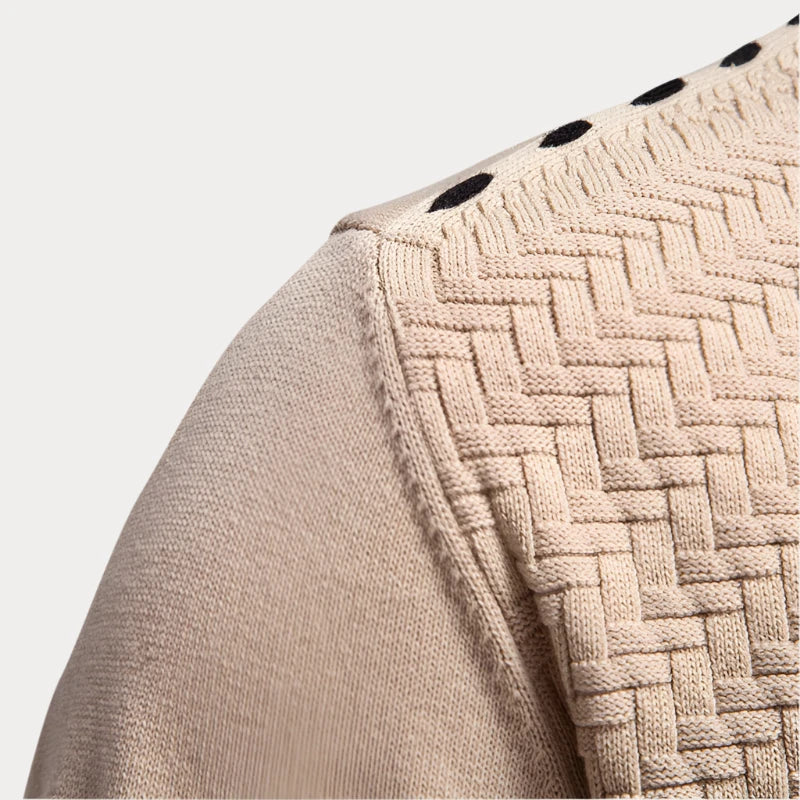 Cardigan en maille pour homme automne élégant texturé en coton mélangé avec col en V Adrien