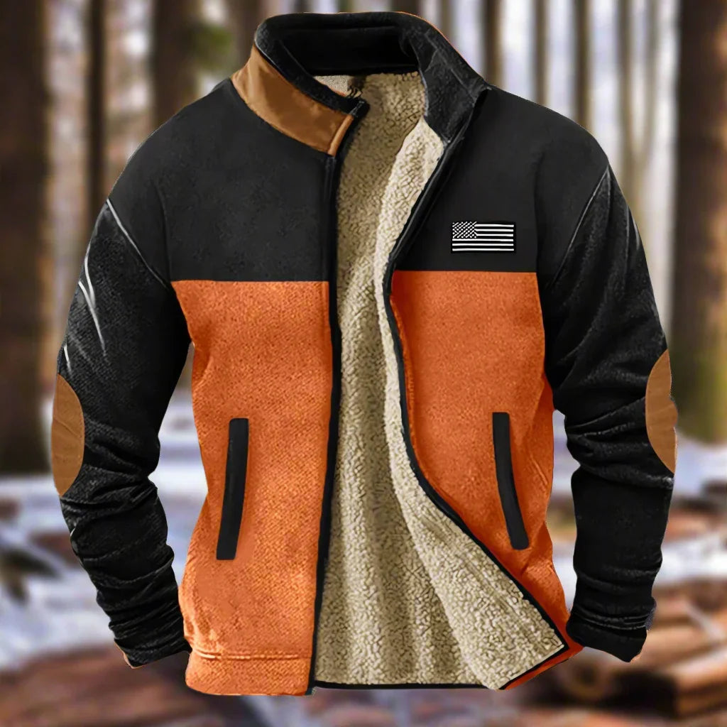 Julien – Veste chaude en polaire homme avec doublure en peau de mouton