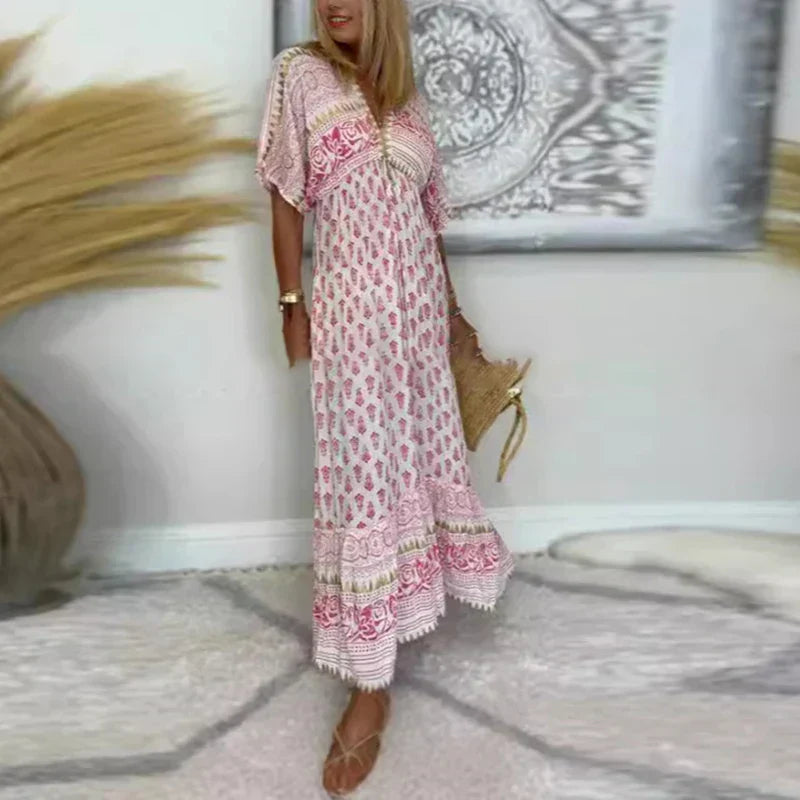 Joséphine – Robe maxi d'été bohème à imprimé femme