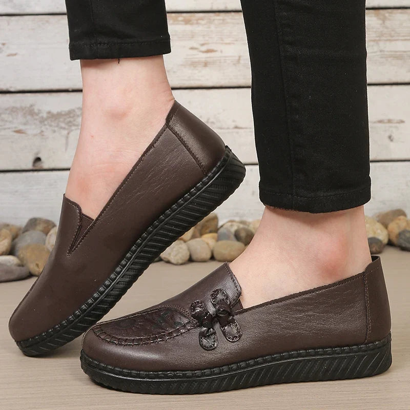 Mocassins femme plats à double nœud et bout rond moc 7