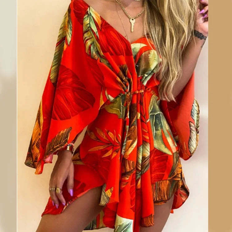 Émilie – Robe courte bohème fleurie à ruches