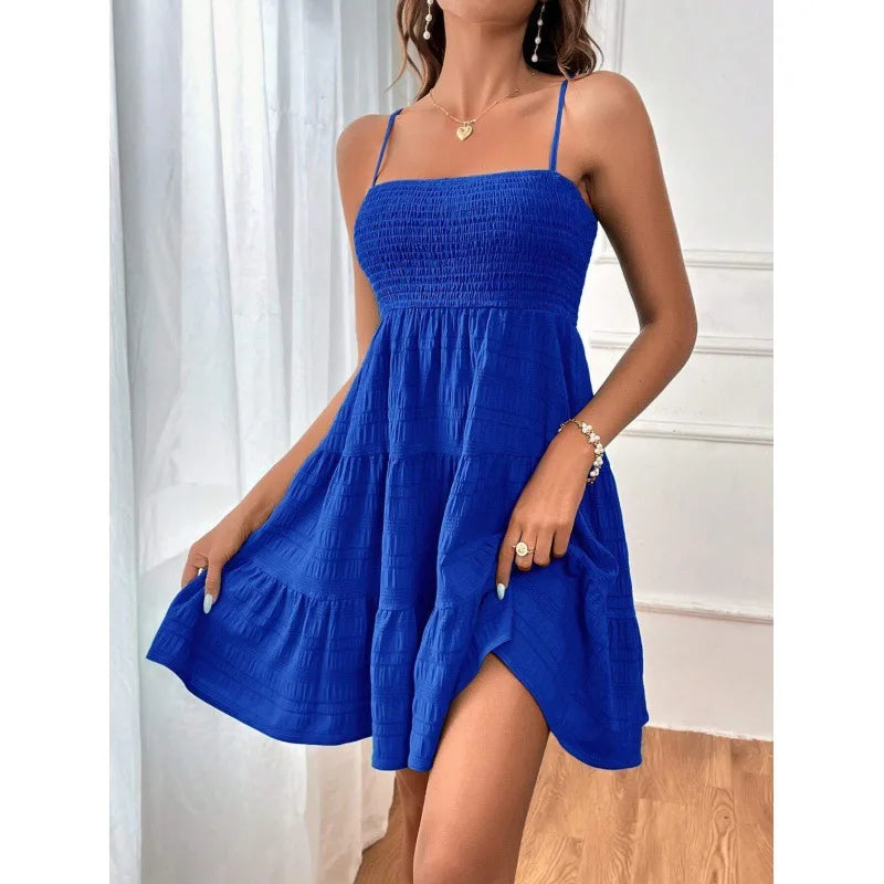 Anaïs – Robe bustier courte à volants et fines bretelles