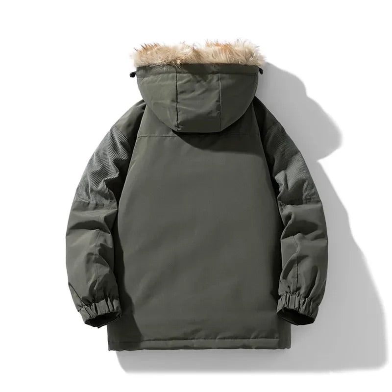 Léo – Parka homme d’hiver oversize avec col en fausse fourrure