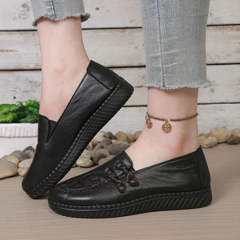 Mocassins femme plats à double nœud et bout rond moc 3