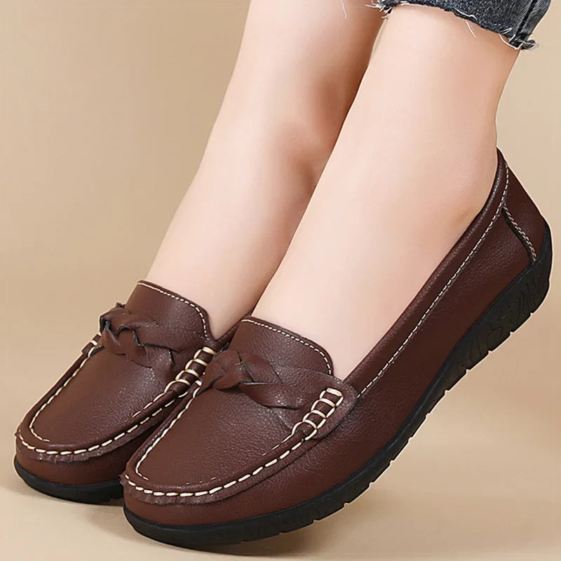 Mocassins femme driving à bride tressée et bout moc 6