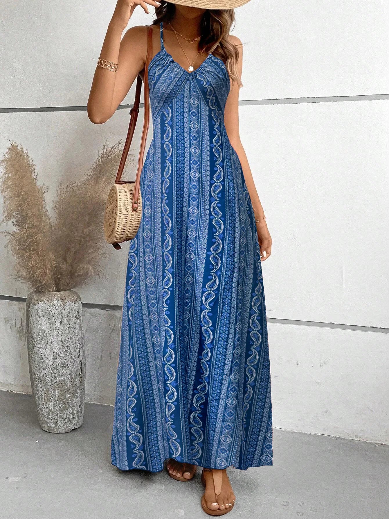 Margaux – Robe longue bohème dos nu fendue à volants