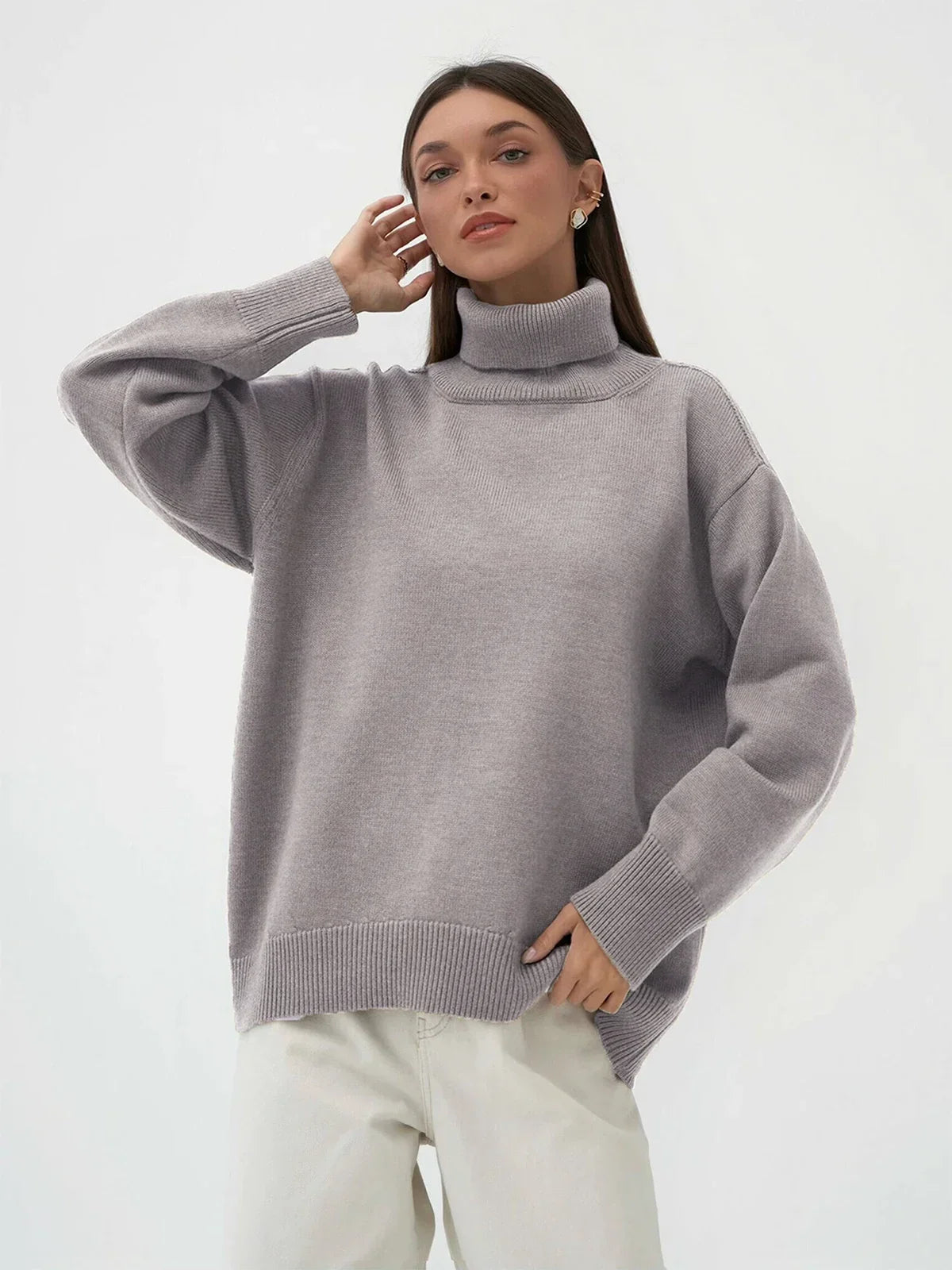 Adèle – Pull col roulé oversize femme