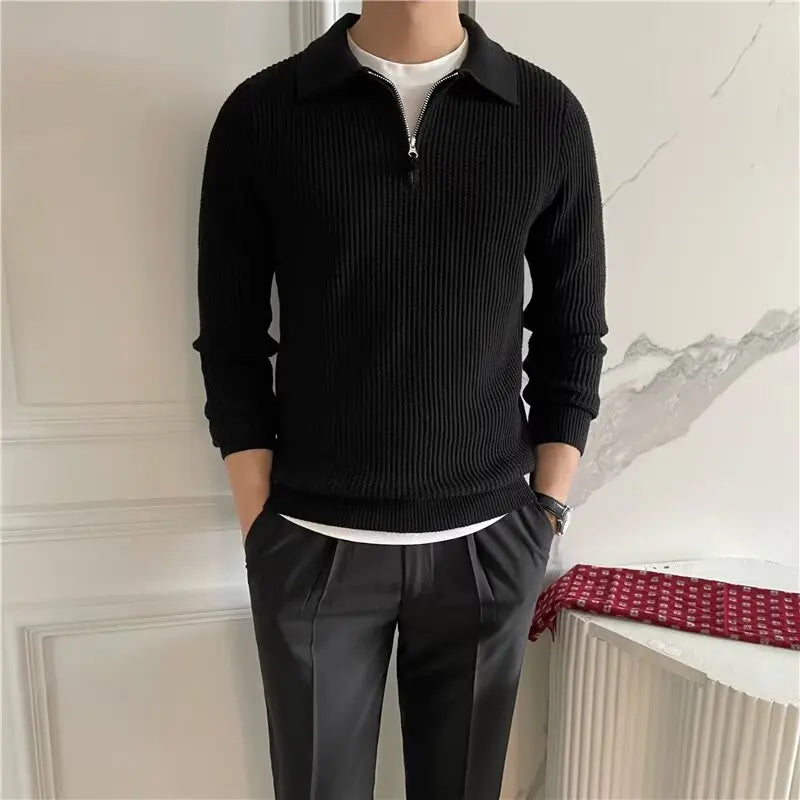 Adrien – Pull homme zippé avec col