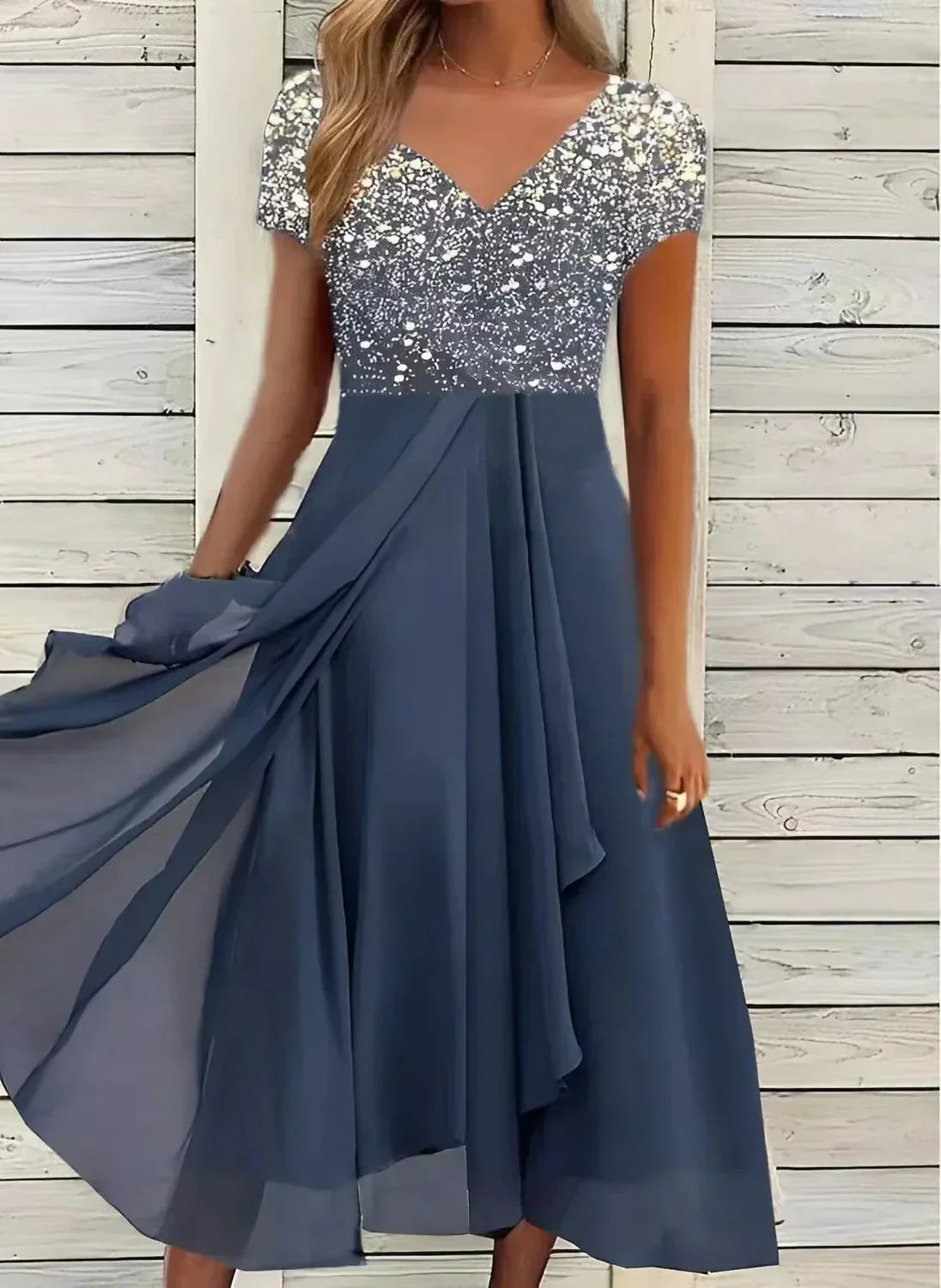 Maëlle – Robe midi moderne à imprimé floral femme
