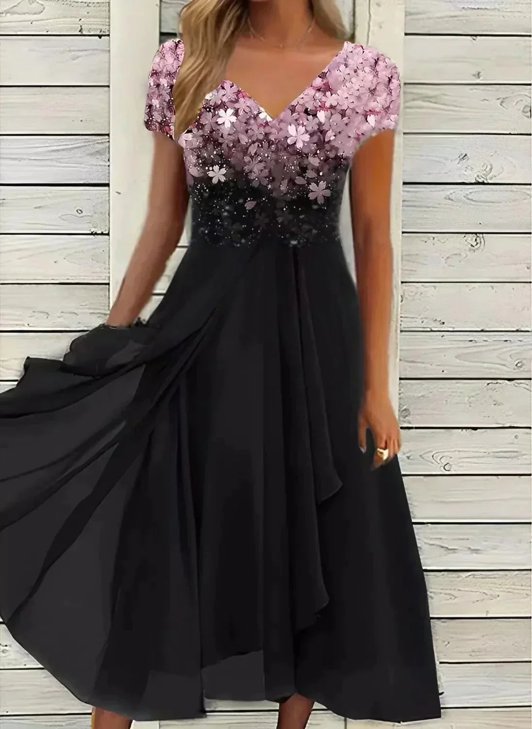 Maëlle – Robe midi moderne à imprimé floral femme