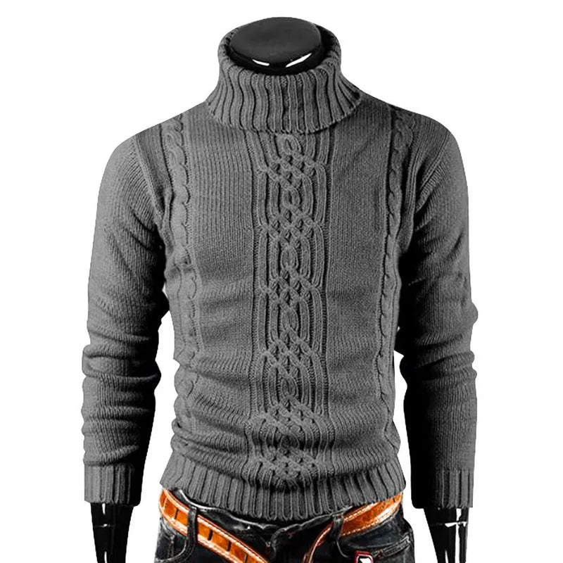 Pierre – Pull homme à col montant avec motif torsadé