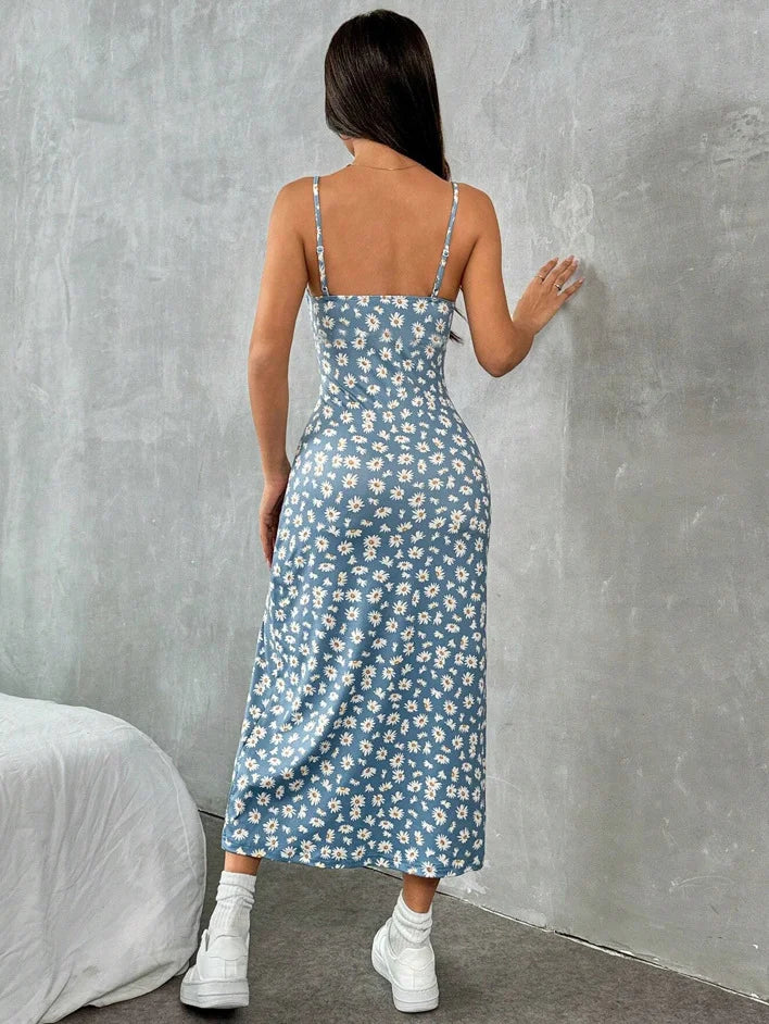 Clémence – Robe longue portefeuille fendue