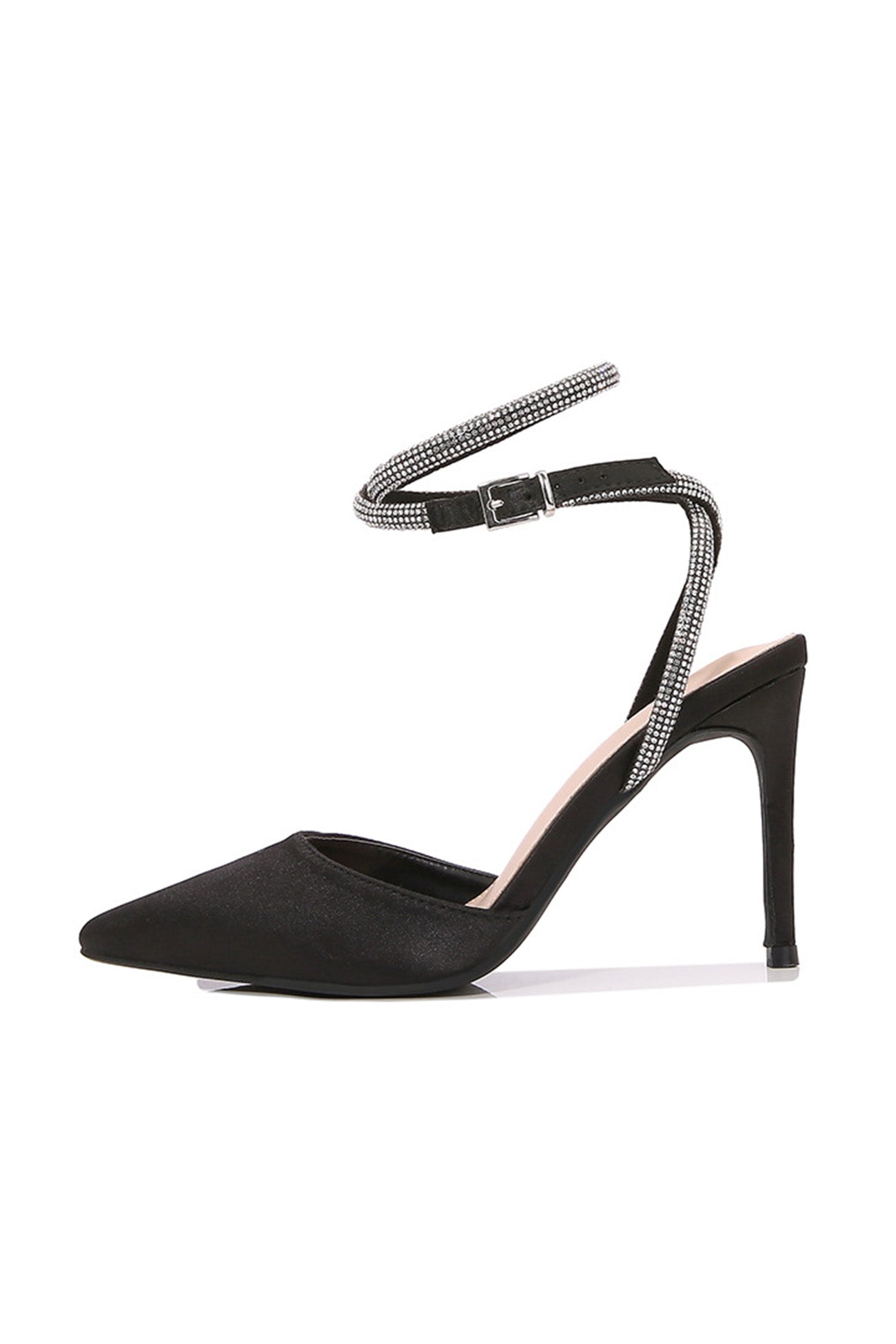Clarisse – Sandales à Talons Hauts en Satin avec Lacets et Strass