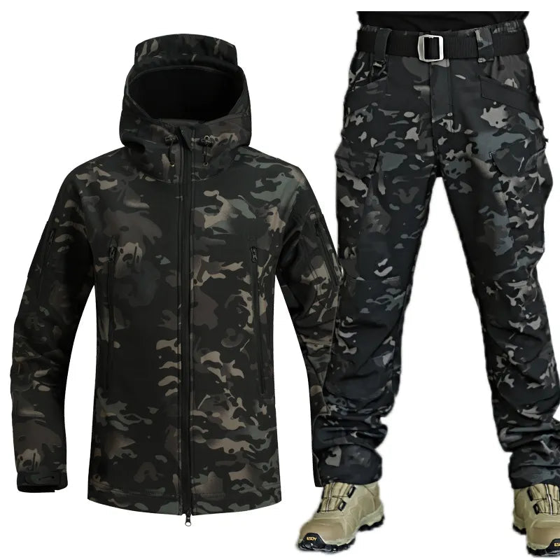 Mathieu – Ensemble tactique outdoor avec pantalon et veste à capuche homme