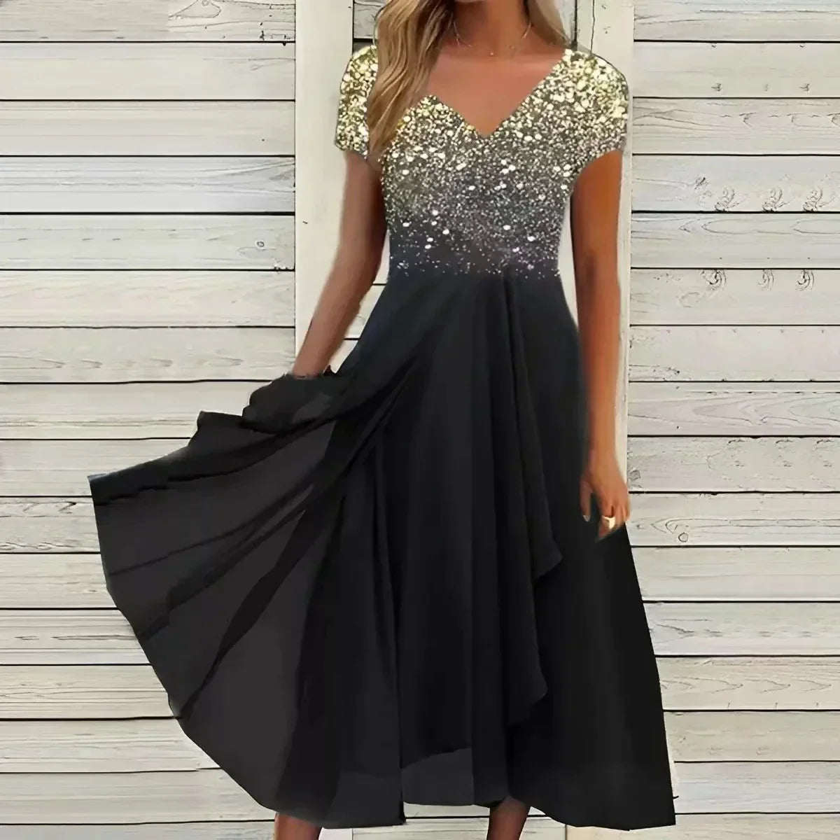 Maëlle – Robe midi moderne à imprimé floral femme