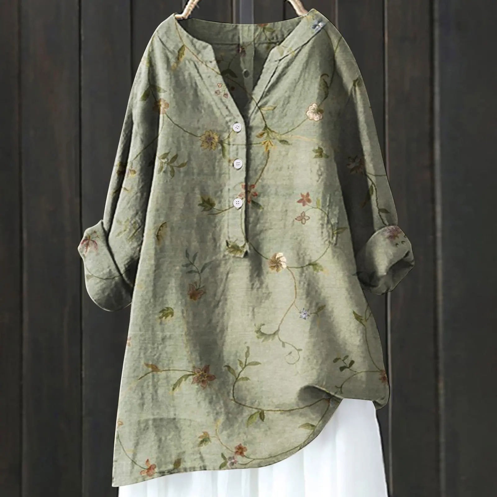 Camille – Blouse à imprimé floral à demi-boutonnage manches longues femme