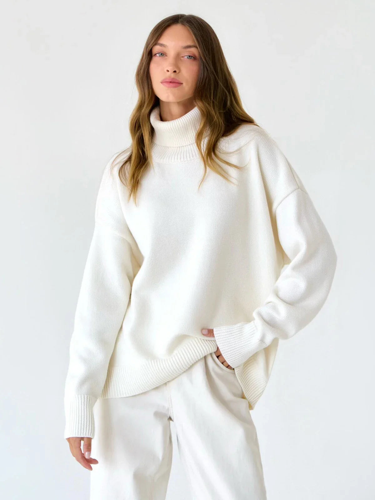 Adèle – Pull col roulé oversize femme