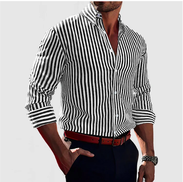 Chemise homme rayée en coton – élégance classique et confort au quotidien