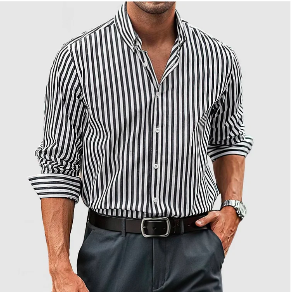 Chemise homme rayée en coton – élégance classique et confort au quotidien
