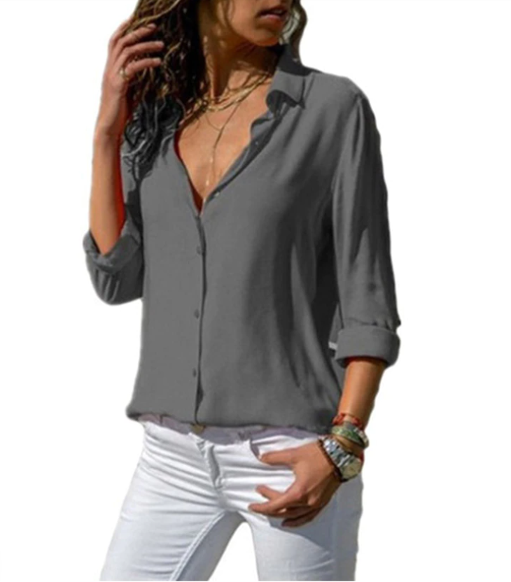 Chemisier en chiffon fluide pour femme – Élégant, léger et facile à porter