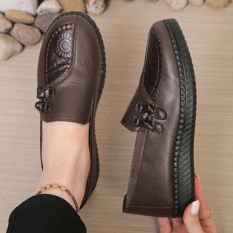Mocassins femme plats à double nœud et bout rond moc 5