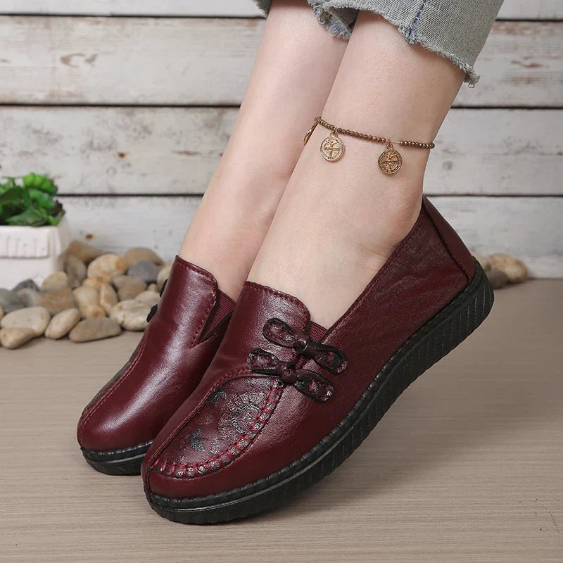Mocassins femme plats à double nœud et bout rond moc 1