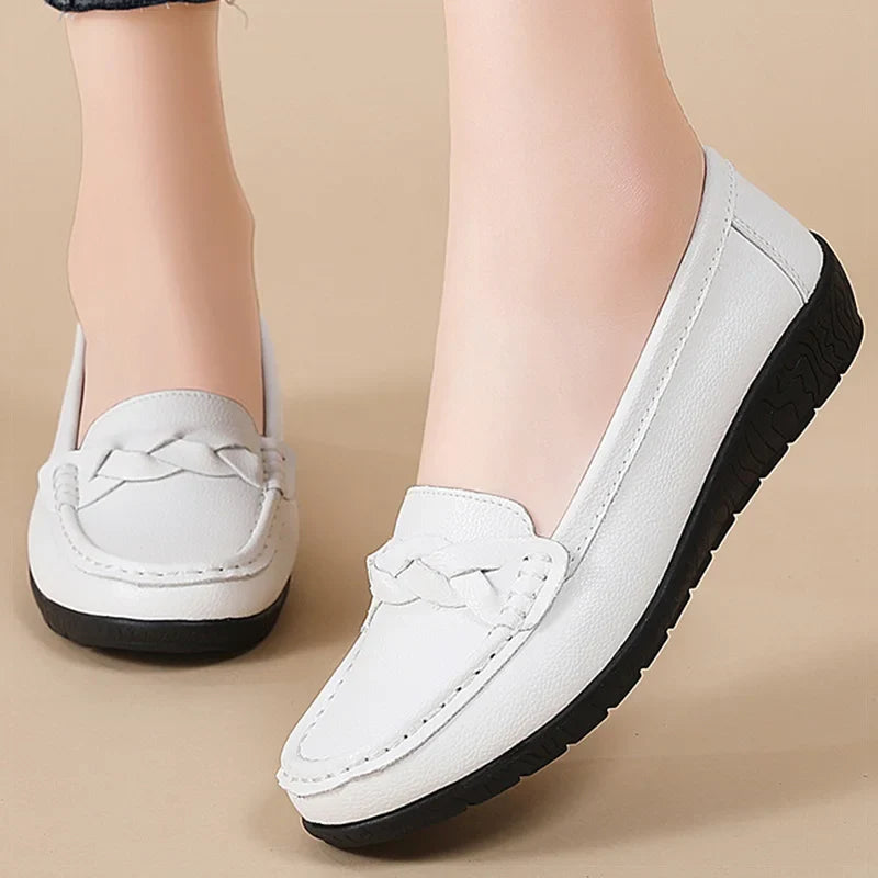 Mocassins femme driving à bride tressée et bout moc 4