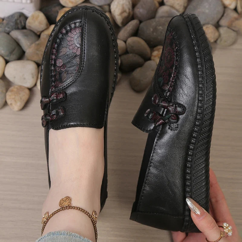 Mocassins femme plats à double nœud et bout rond moc 4