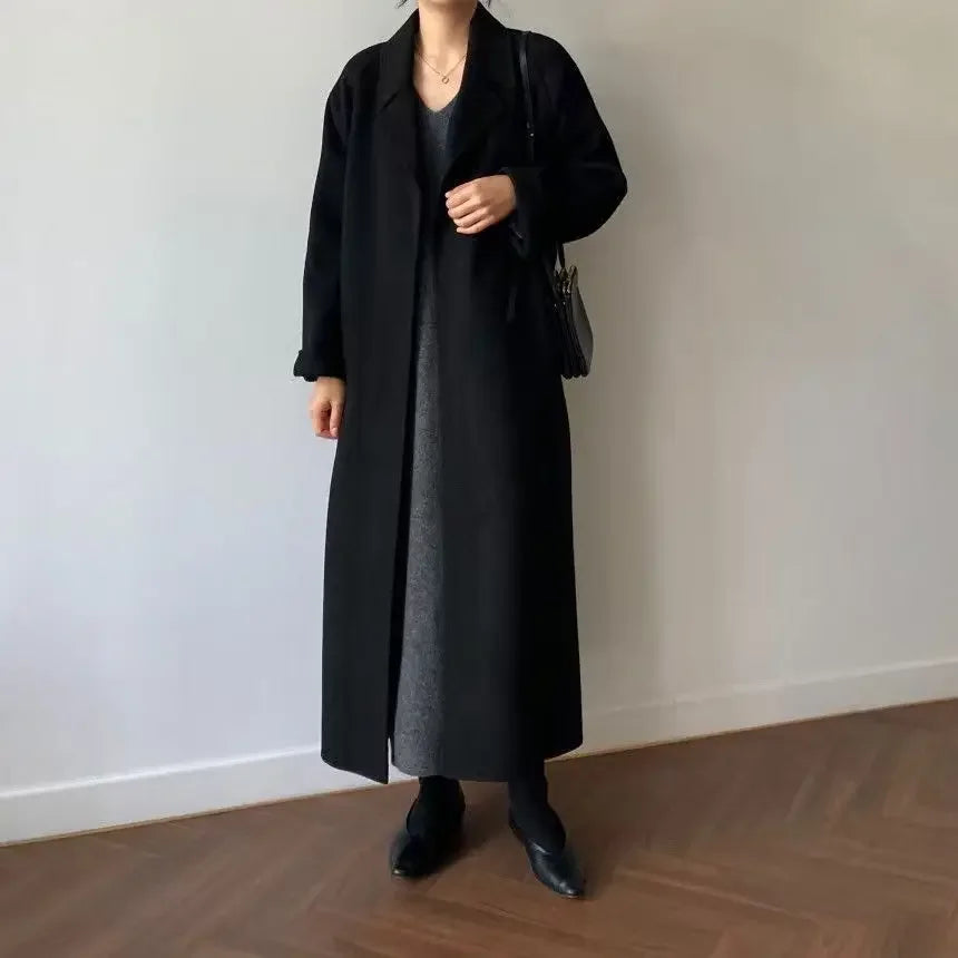 Adèle – Manteau femme long ceinturé