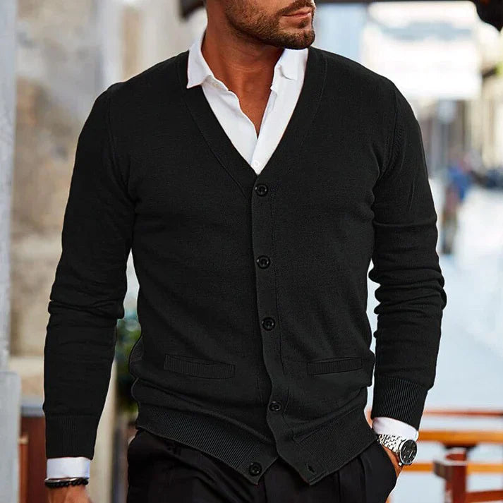 Cardigan à boutons pour homme automne élégant doux en coton avec coupe ajustée Lucien