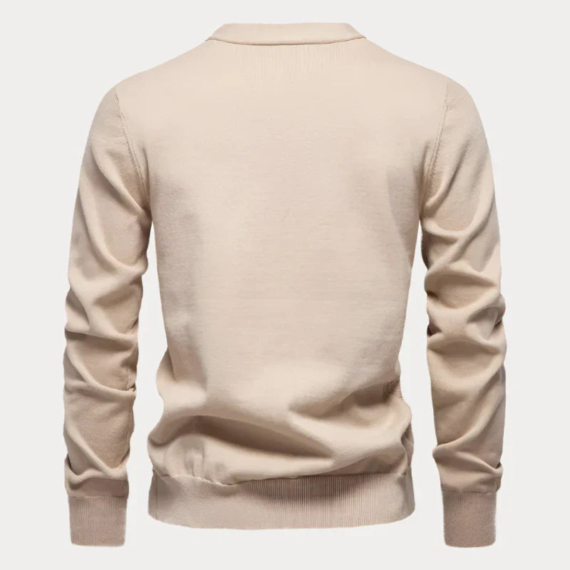 Cardigan en maille pour homme automne élégant texturé en coton mélangé avec col en V Adrien