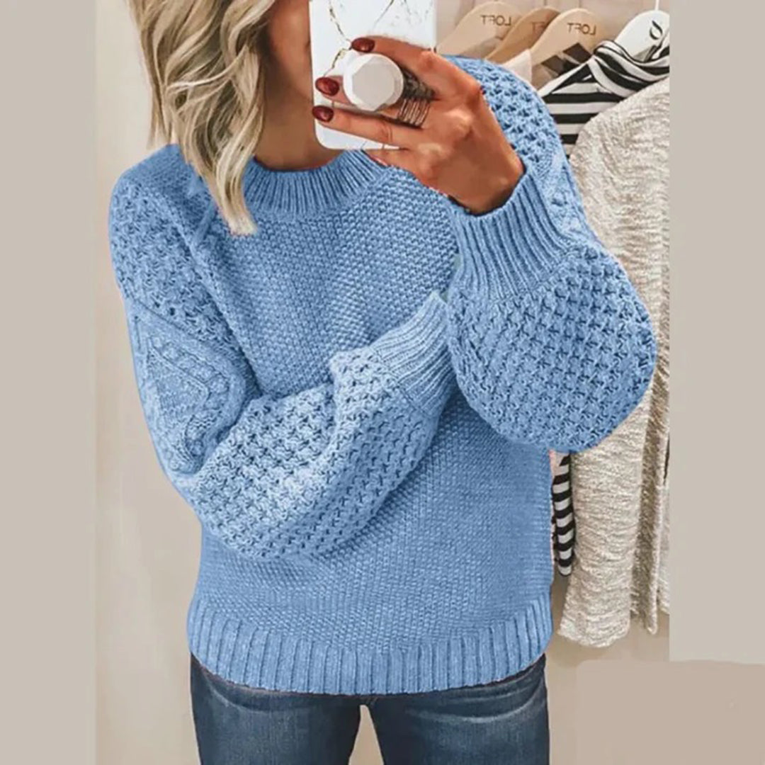 Pull pour femme automne élégant torsadé en maille acrylique avec manches texturées Petra