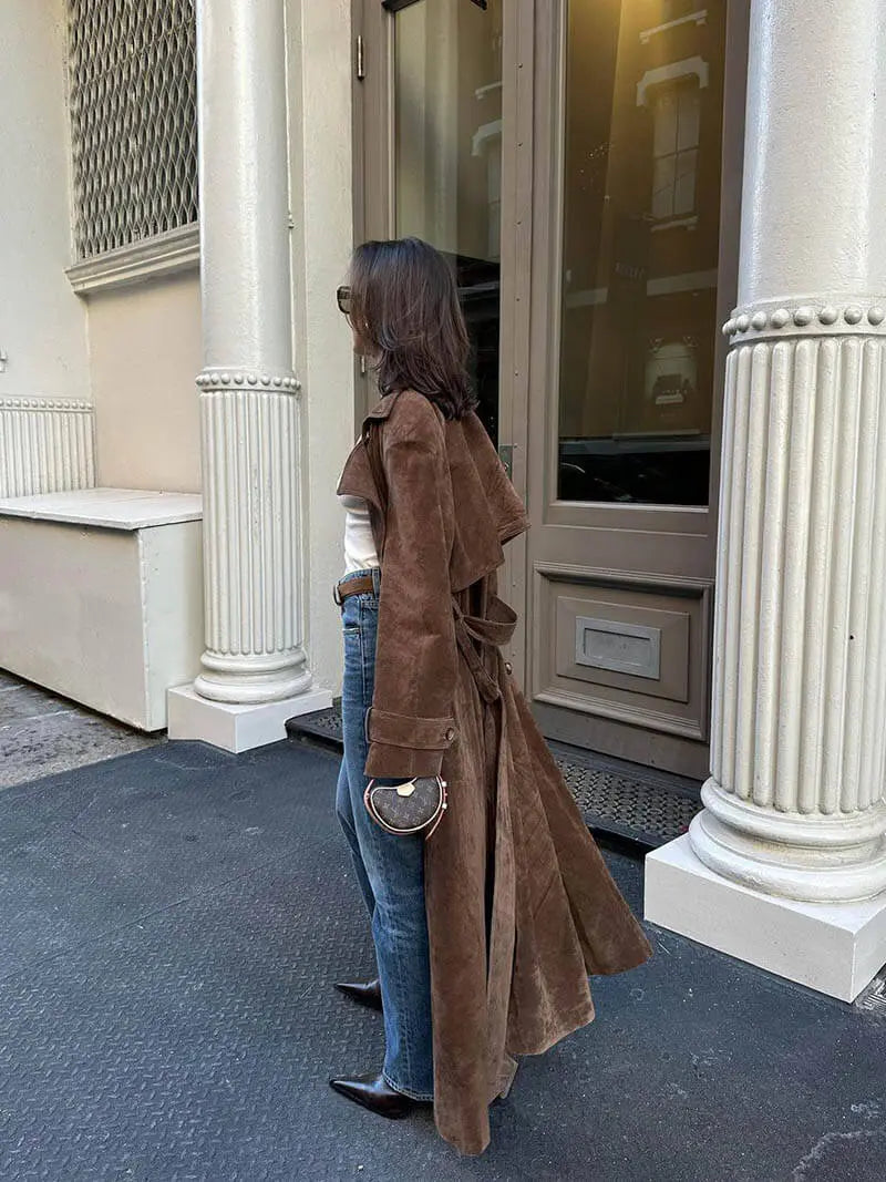 Séverine – Trenchcoat d’hiver en suédine femme