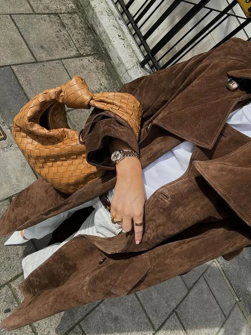 Séverine – Trenchcoat d’hiver en suédine femme