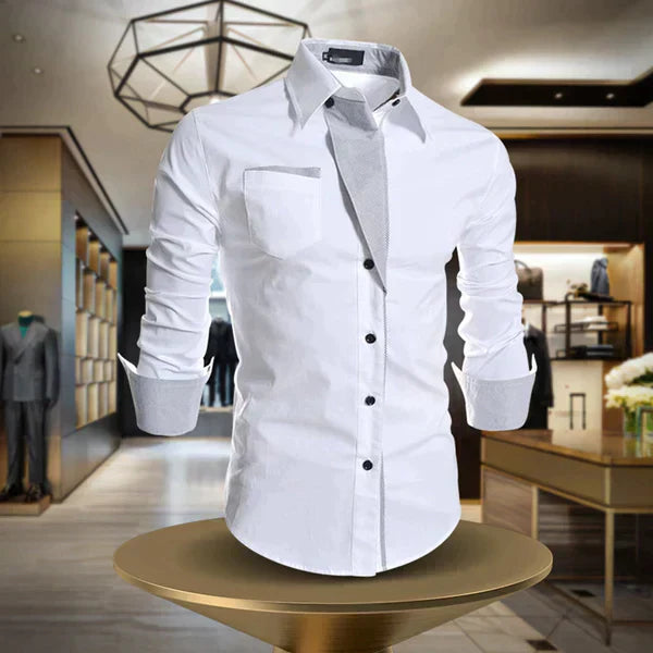 Chemise à manches longues pour homme automne élégante respirante en coton avec finitions contrastées Damien