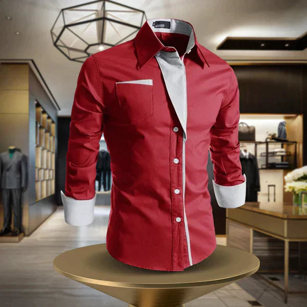Chemise à manches longues pour homme automne élégante respirante en coton avec finitions contrastées Damien