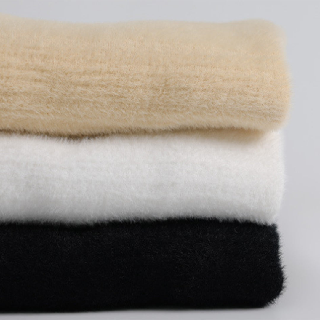 Pull pour femme automne doux uni en maille fine avec col roulé Léonie