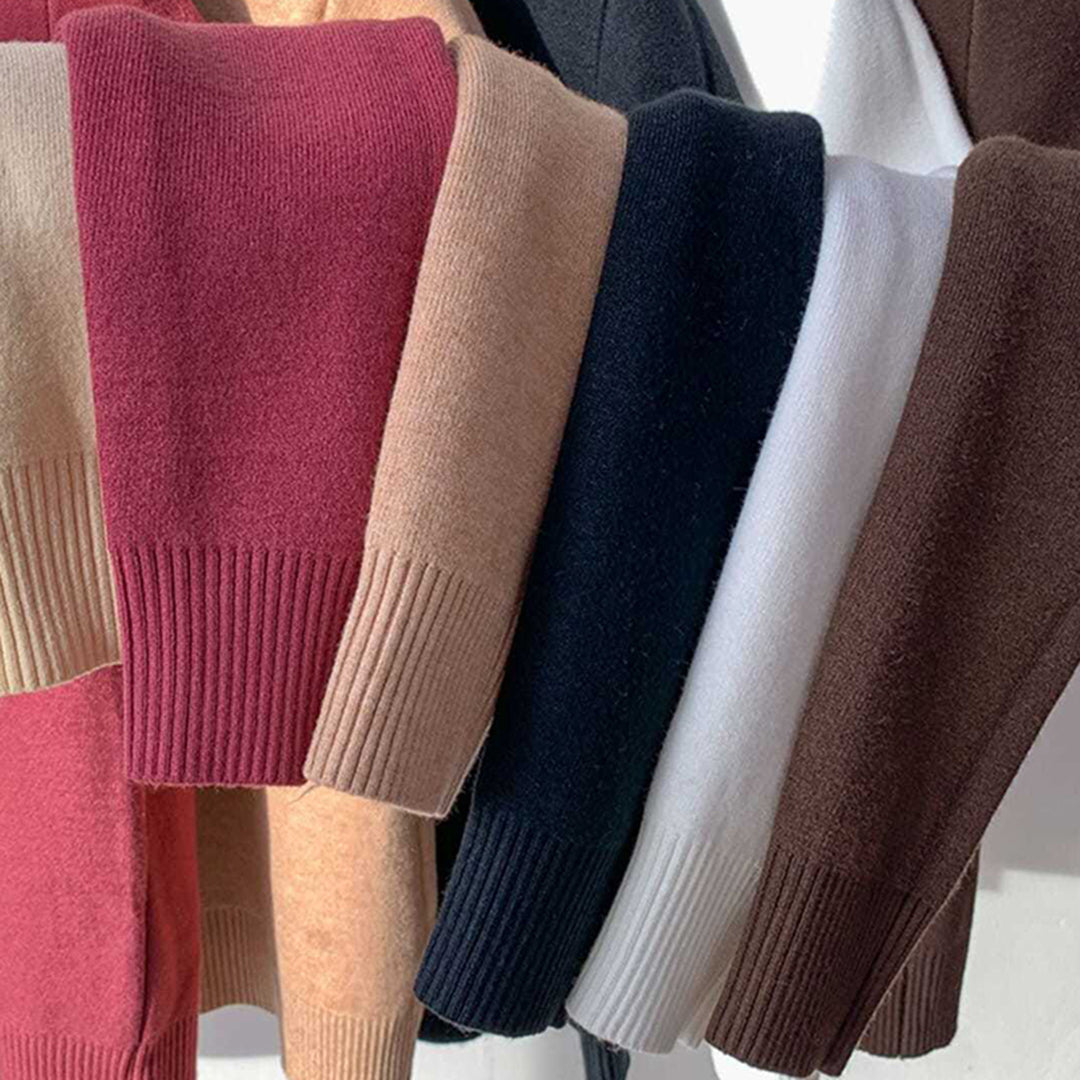 Pull pour femme automne doux uni en maille fine avec col roulé Léonie