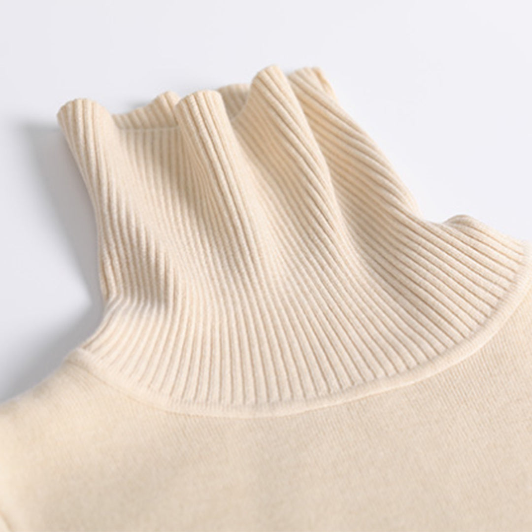 Pull pour femme automne doux uni en maille fine avec col roulé Léonie