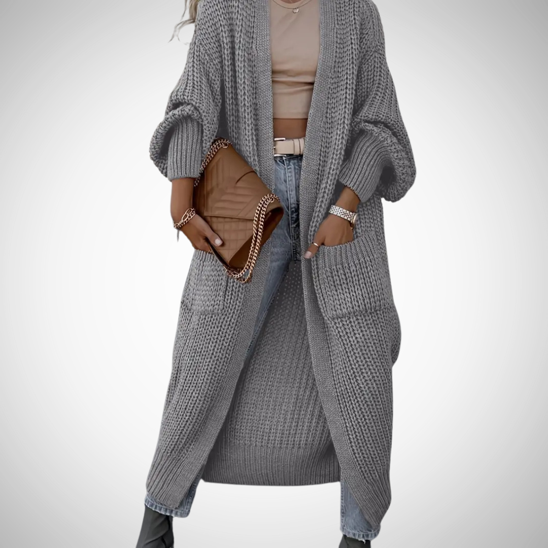 Élodie – Long gilet en maille pour femme