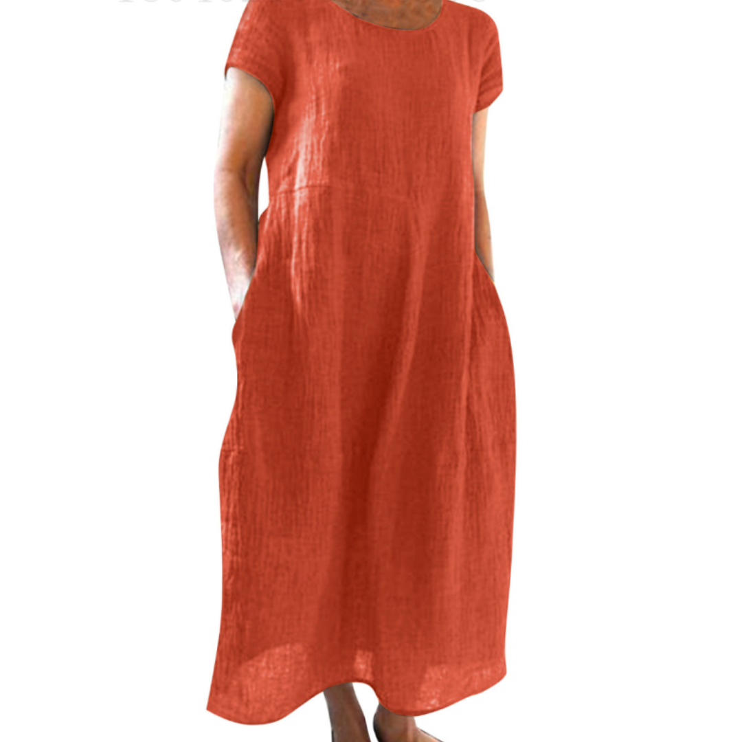 Zoé – Robe midi à manches courtes femme