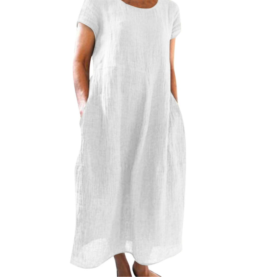 Zoé – Robe midi à manches courtes femme