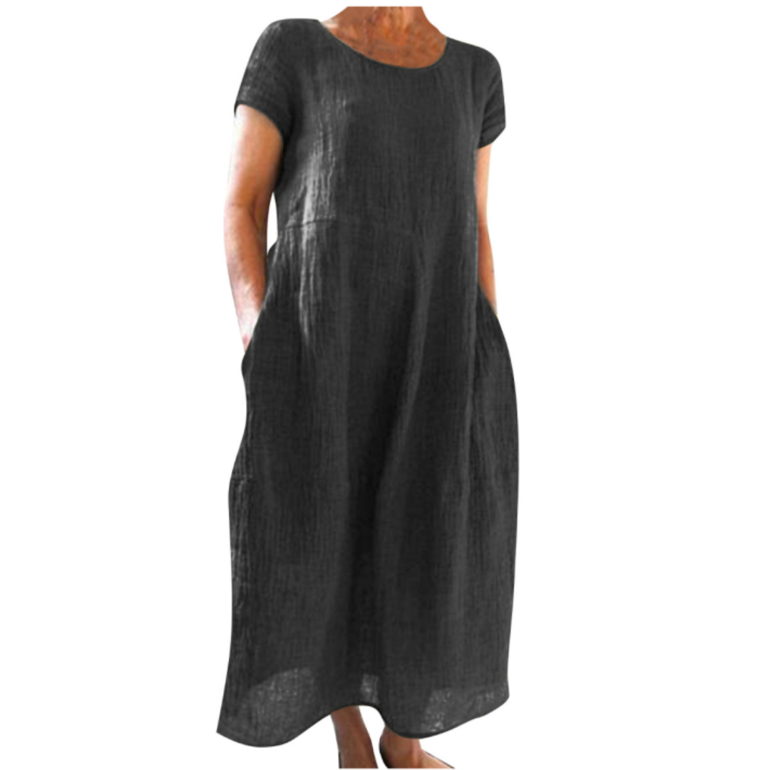 Zoé – Robe midi à manches courtes femme