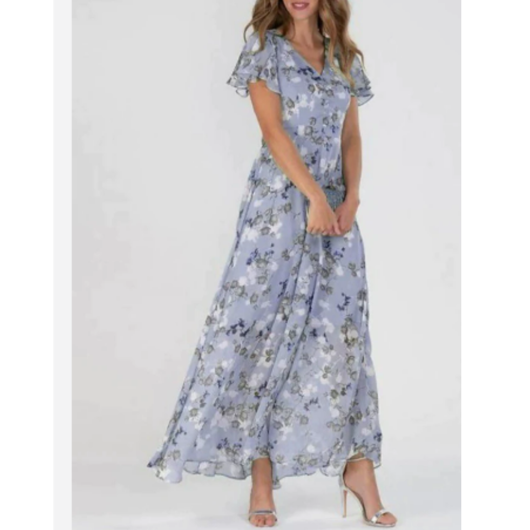 Mathilde – Robe maxi formelle d’été à imprimé floral femme