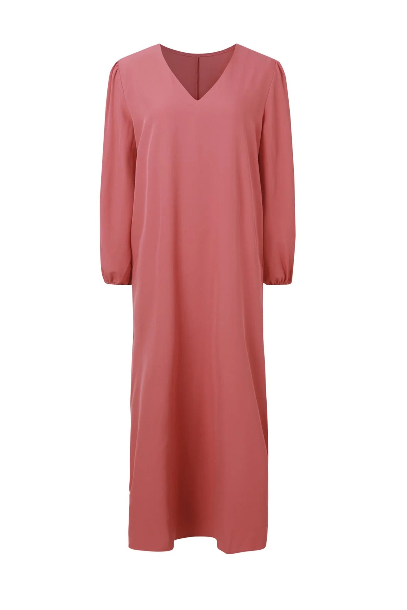 Elena – Robe Maxi à Col V et Manches Lanternes