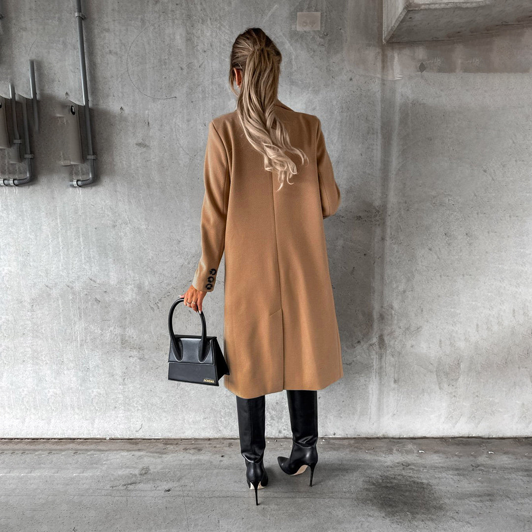 Wrenley – Manteau long femme automne à double boutonnage