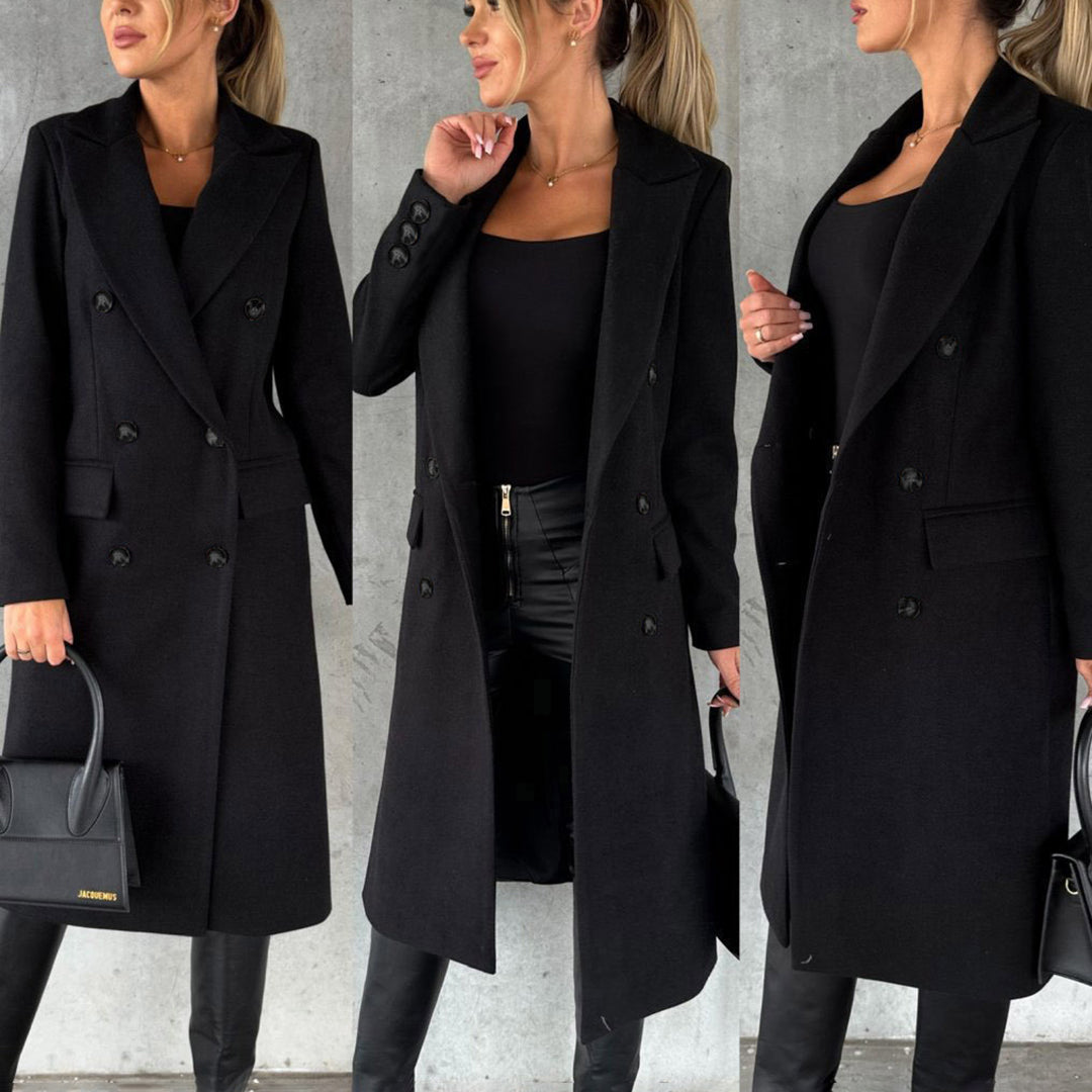 Wrenley – Manteau long femme automne à double boutonnage