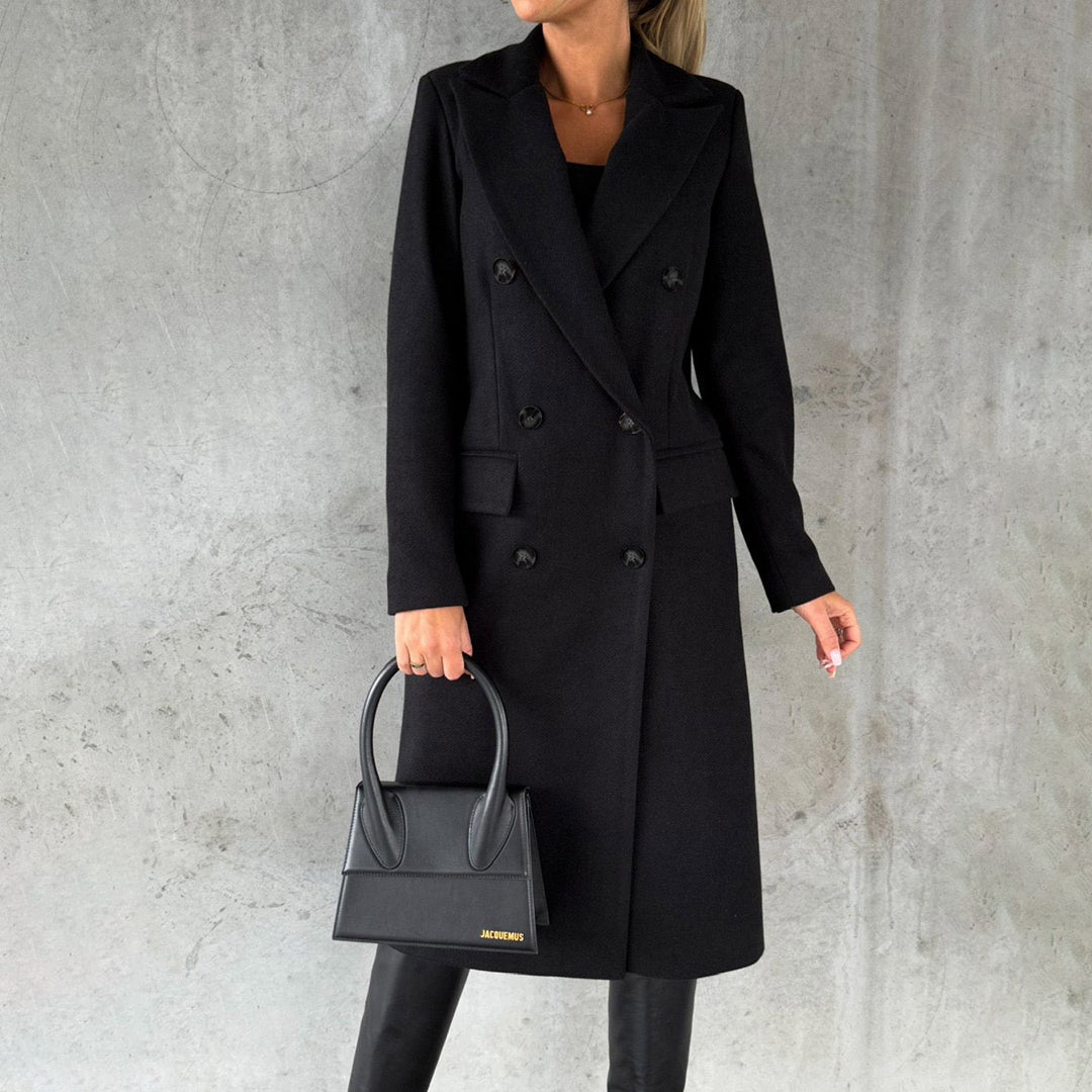 Wrenley – Manteau long femme automne à double boutonnage